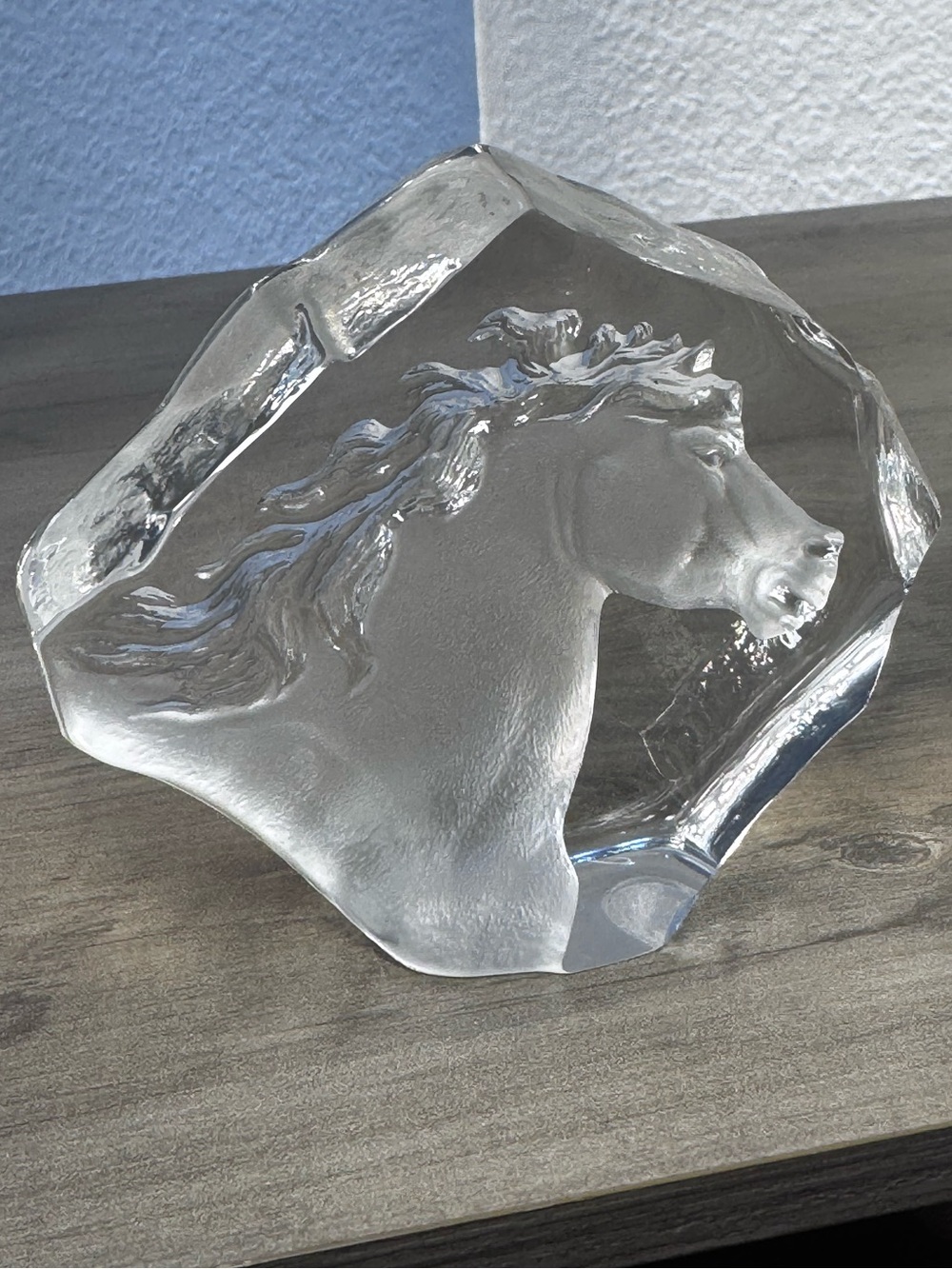Mats Jonasson Sweden Crystal Horse Sculpture Signed #3578 Paperweight Decor